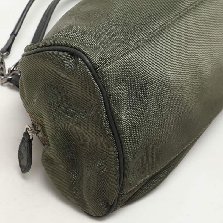 Pre Owned Kenzo Green/Black Nylon and Leather Satchel