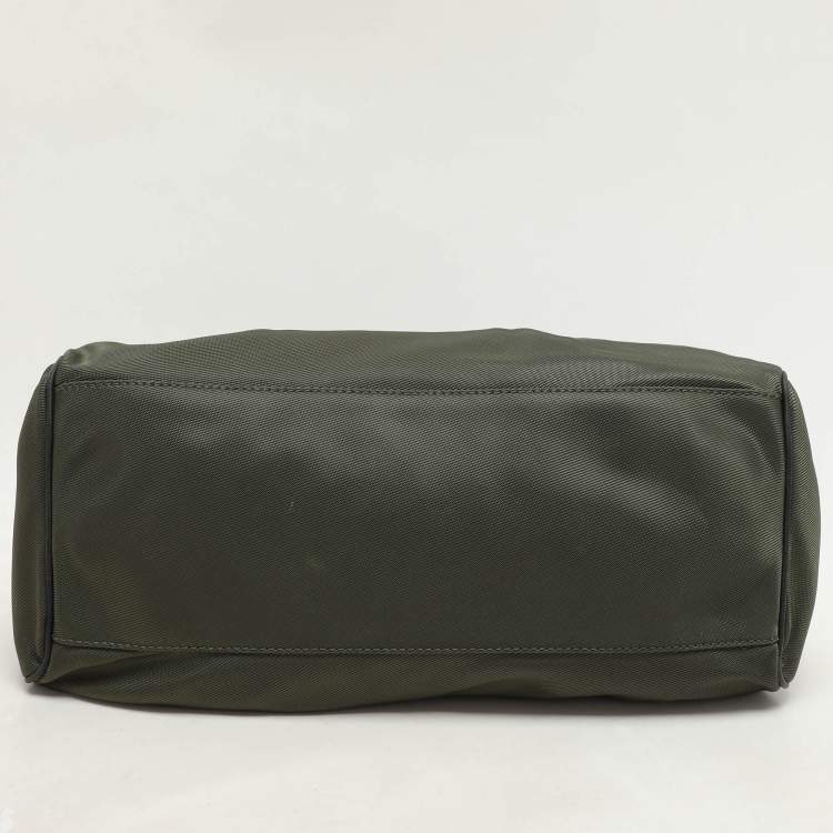 Pre Owned Kenzo Green/Black Nylon and Leather Satchel