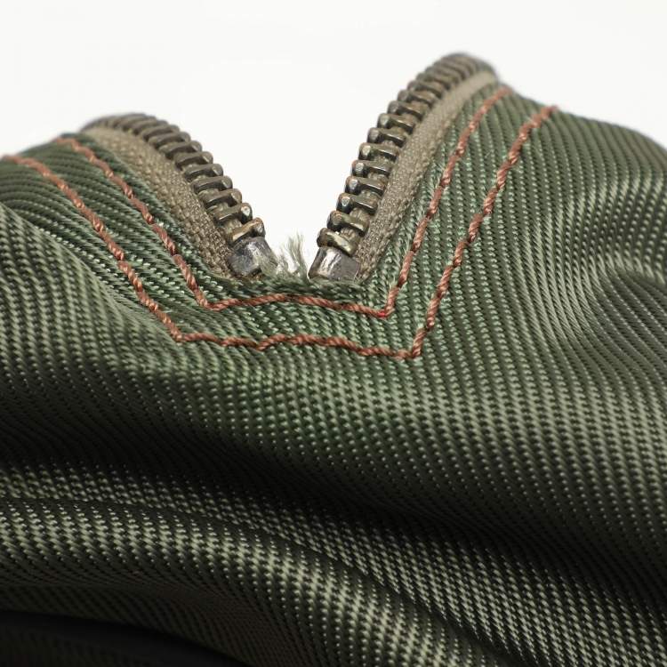 Pre Owned Kenzo Green/Black Nylon and Leather Satchel