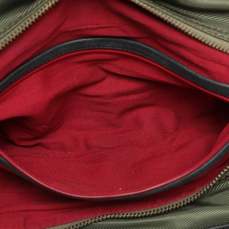 Pre Owned Kenzo Green/Black Nylon and Leather Satchel