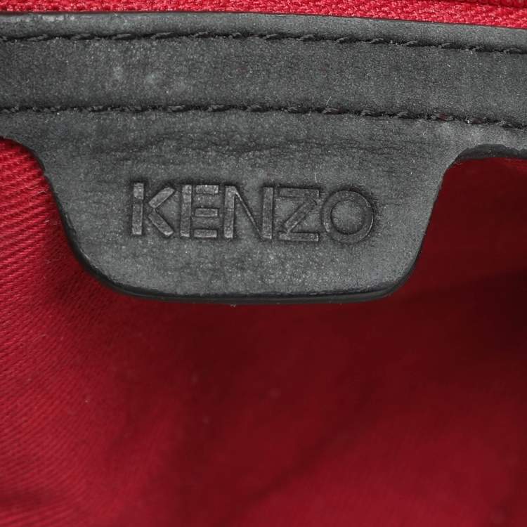 Pre Owned Kenzo Green/Black Nylon and Leather Satchel