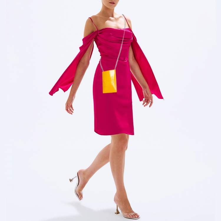 Pre Owned حقيبة كروس بودي كينزو جلد براءة صفراء / وردية بنقش نمر