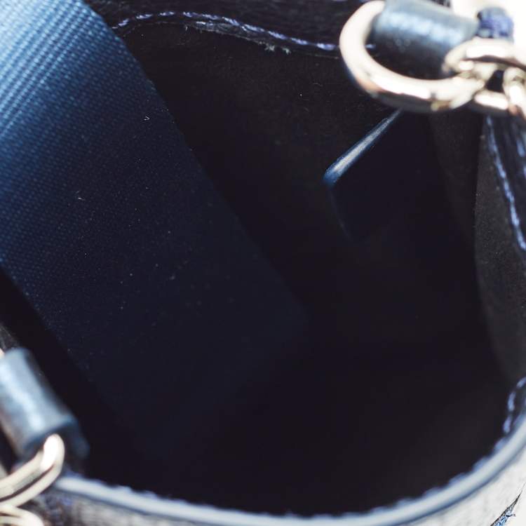 Pre Owned Kenzo Metallic Blue Leather Eye Studded Phone Crossbody Bag