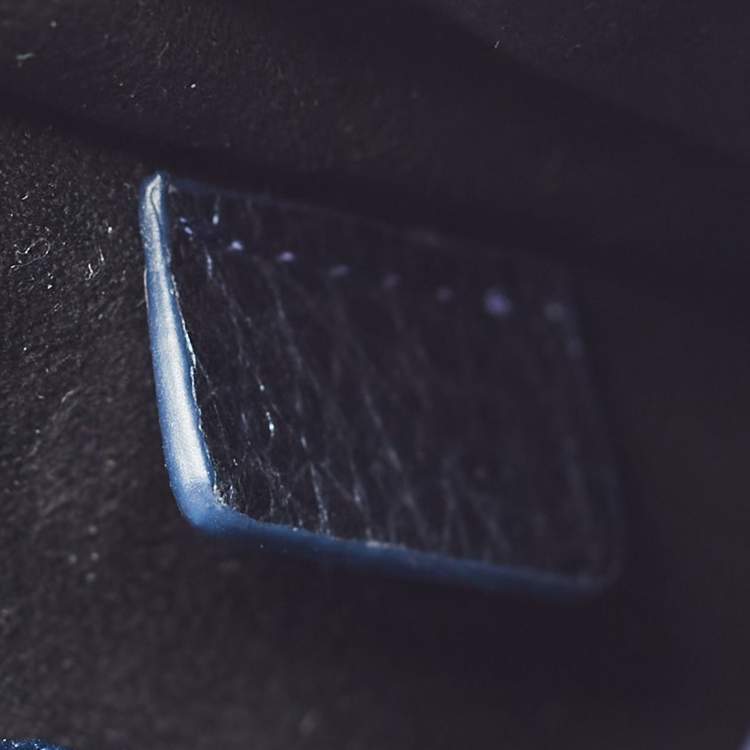 Pre Owned Kenzo Metallic Blue Leather Eye Studded Phone Crossbody Bag