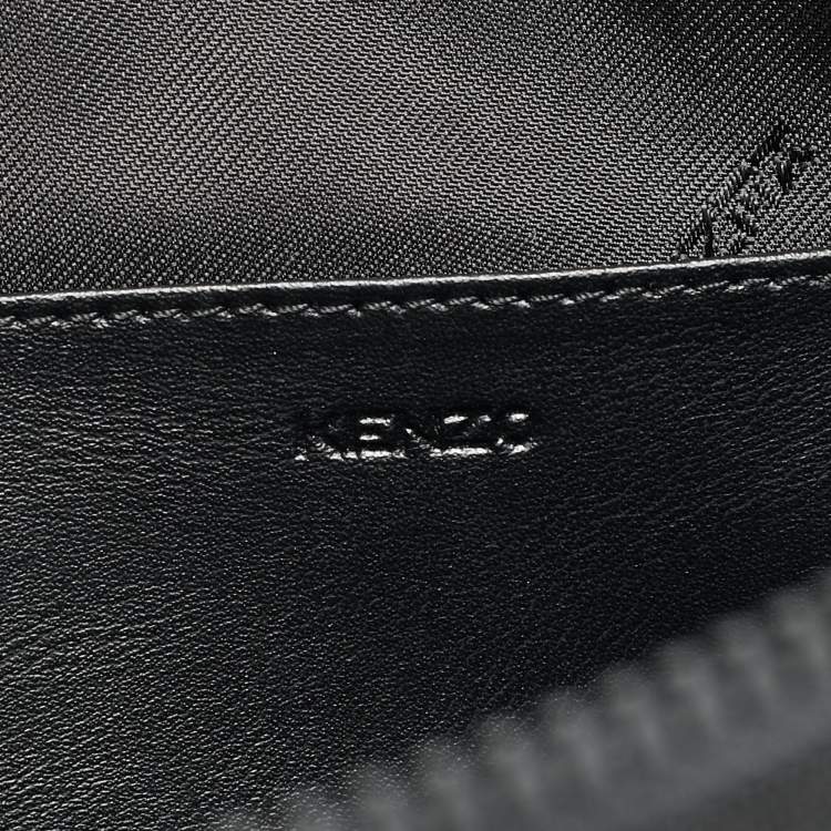 Pre Owned Kenzo Tiger Embroidered Black Nylon Flat Pouch 