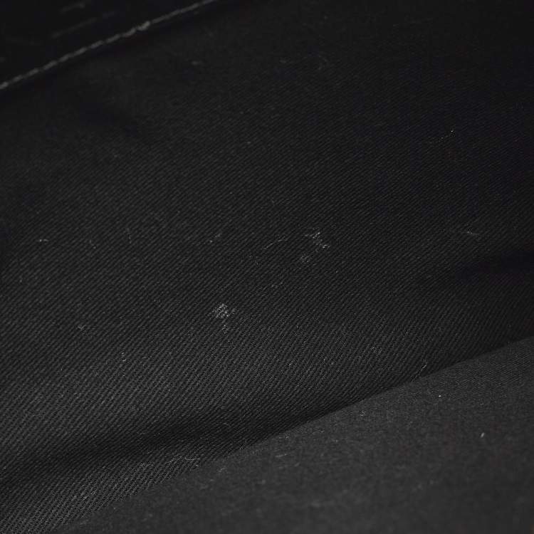 Pre Owned Kenzo Logo Black/White Leather Zipped Pouch