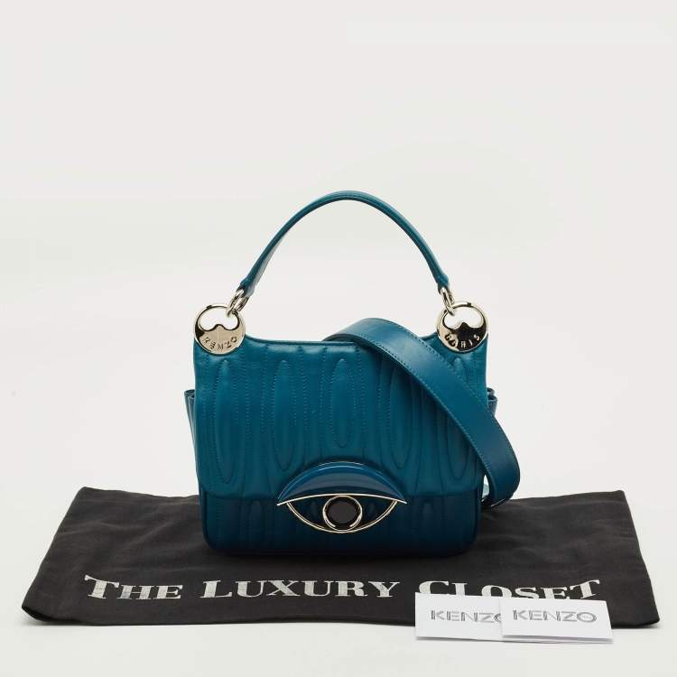 Pre Owned Kenzo Tali Teal Blue Quilted Leather Shoulder Bag
