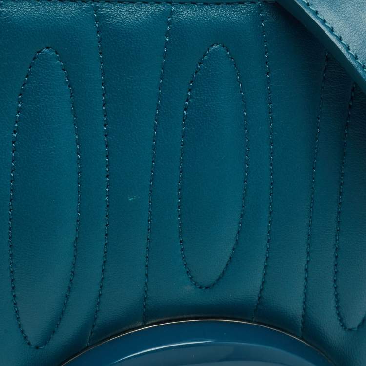 Pre Owned Kenzo Tali Teal Blue Quilted Leather Shoulder Bag