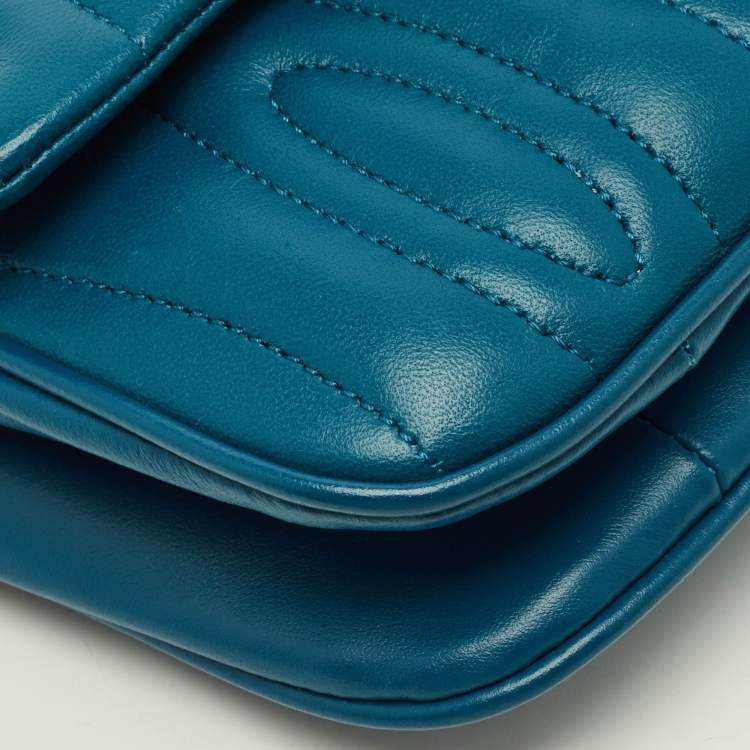 Pre Owned Kenzo Tali Teal Blue Quilted Leather Shoulder Bag