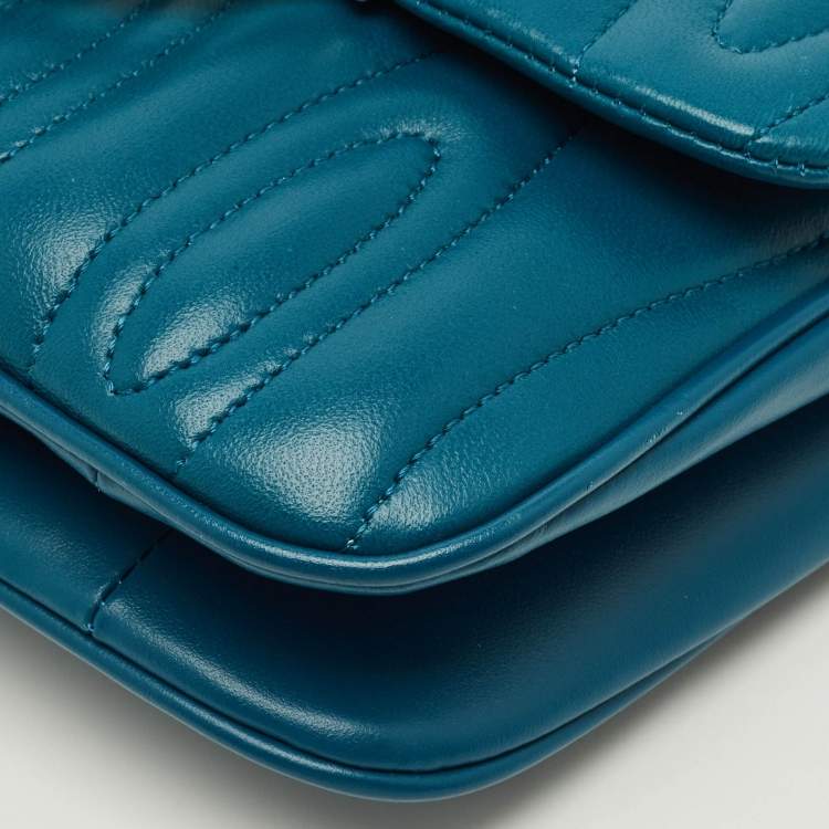 Pre Owned Kenzo Tali Teal Blue Quilted Leather Shoulder Bag