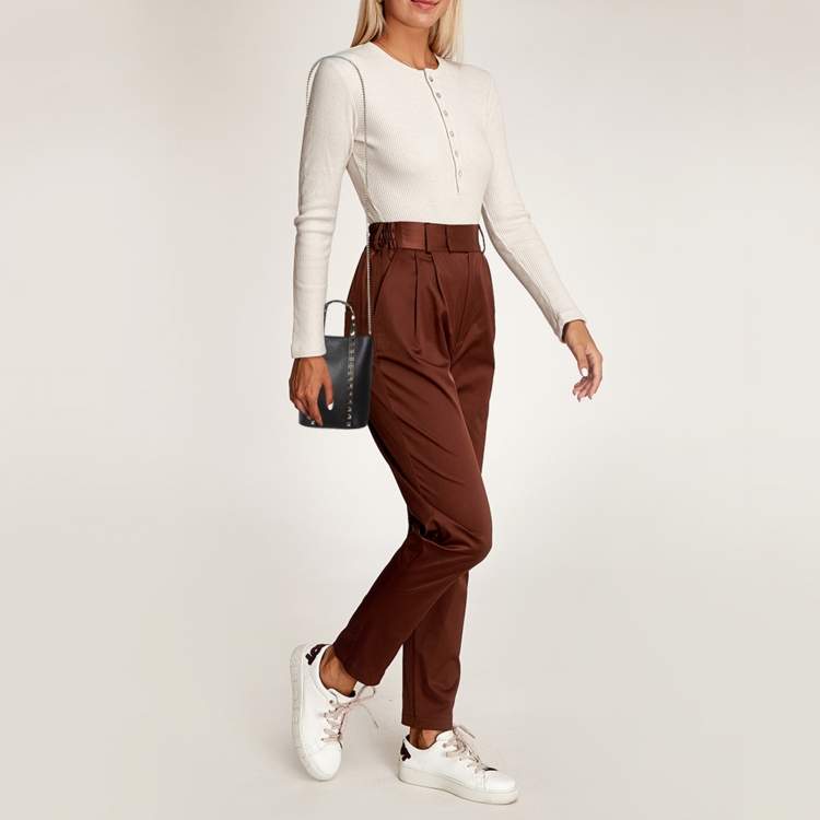 Pre Owned Kenzo Black Leather Eye Embroidered Phone Crossbody Bag