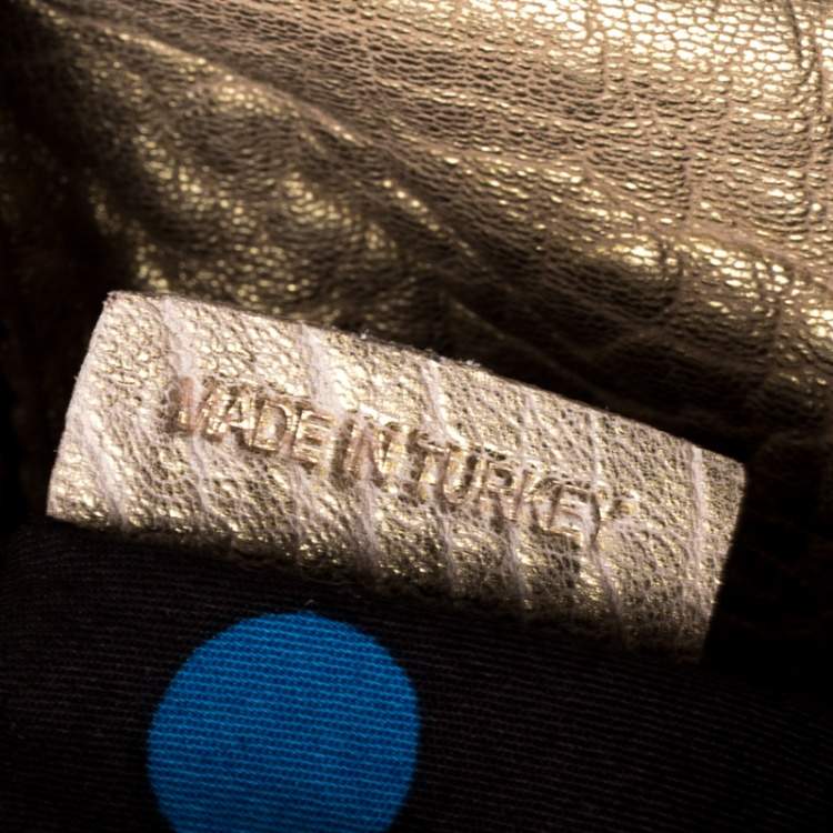 Pre Owned Kenzo Gold Leather Drawstring Studded Bucket Bag