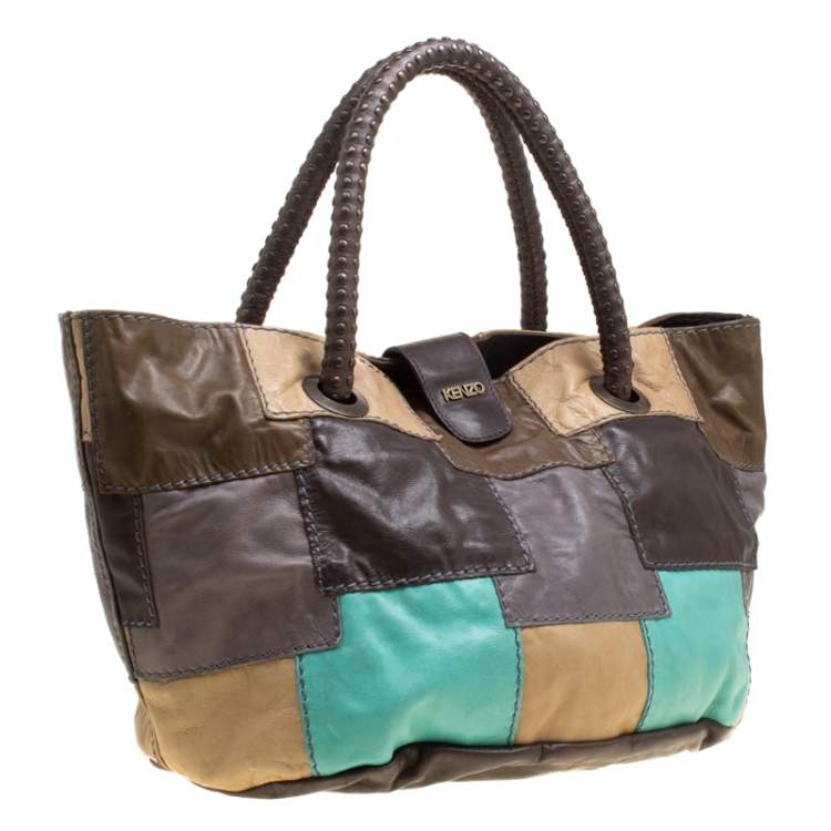 Pre Owned Kenzo Multicolor Leather Patch Work Hobo