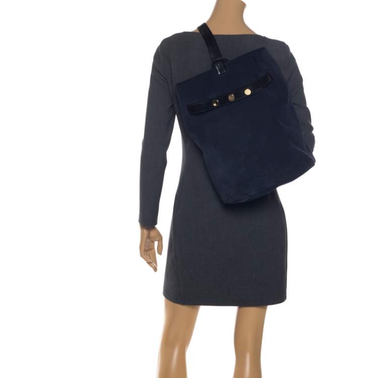 Pre Owned Kenzo Navy Blue Suede Bike Backpacks