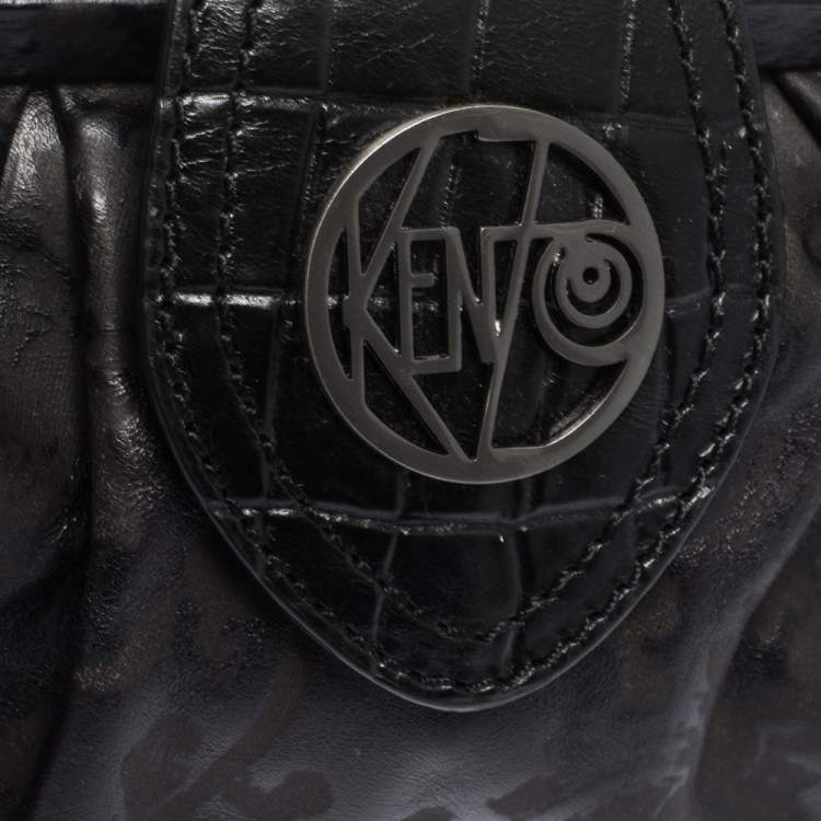 Pre Owned Kenzo Black Leather Frame Pochette Bag