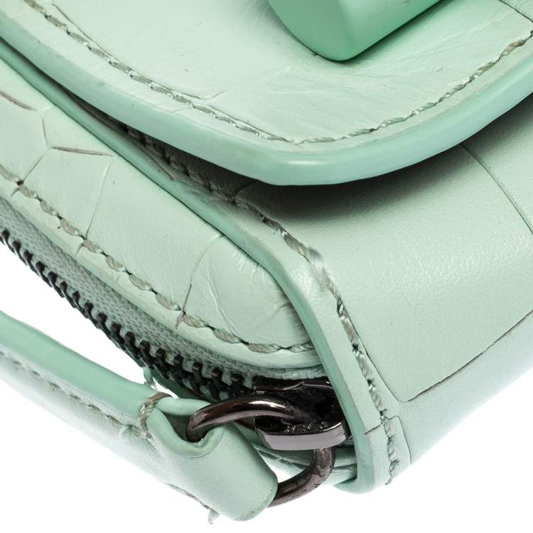 Pre Owned Kenzo Mint Green Croc Embossed Leather Mini Sailor Bag