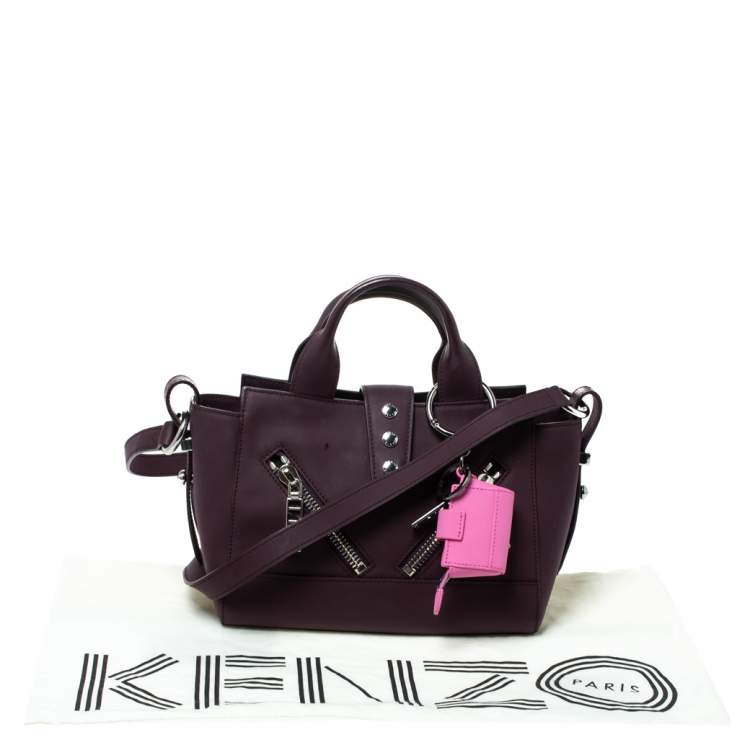Pre Owned Kenzo Dark Burgundy Leather Kalifornia Mini Tote
