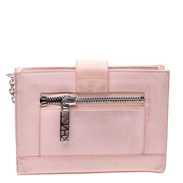 Pre Owned Kenzo Light Pink Leather Kalifornia Chain Shoulder Bag