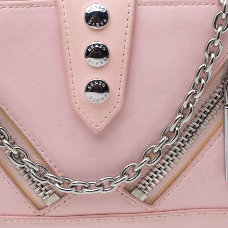 Pre Owned Kenzo Light Pink Leather Kalifornia Chain Shoulder Bag