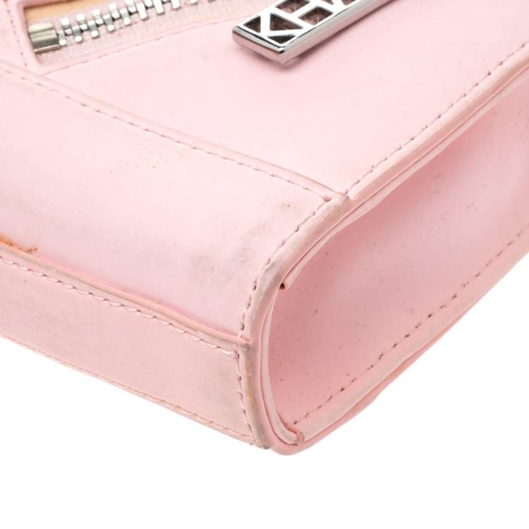 Pre Owned Kenzo Light Pink Leather Kalifornia Chain Shoulder Bag