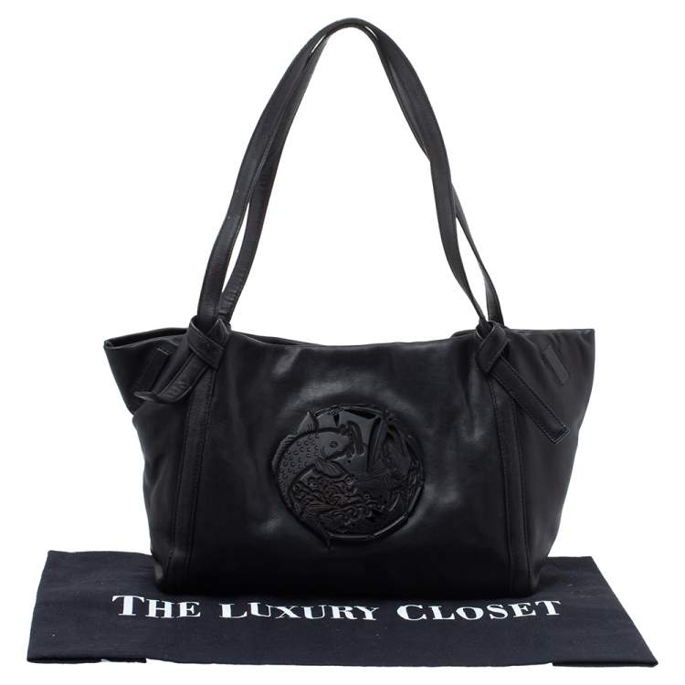 Pre Owned Kenzo Black Leather Koi Fish Tote