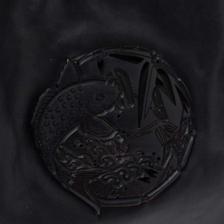Pre Owned Kenzo Black Leather Koi Fish Tote