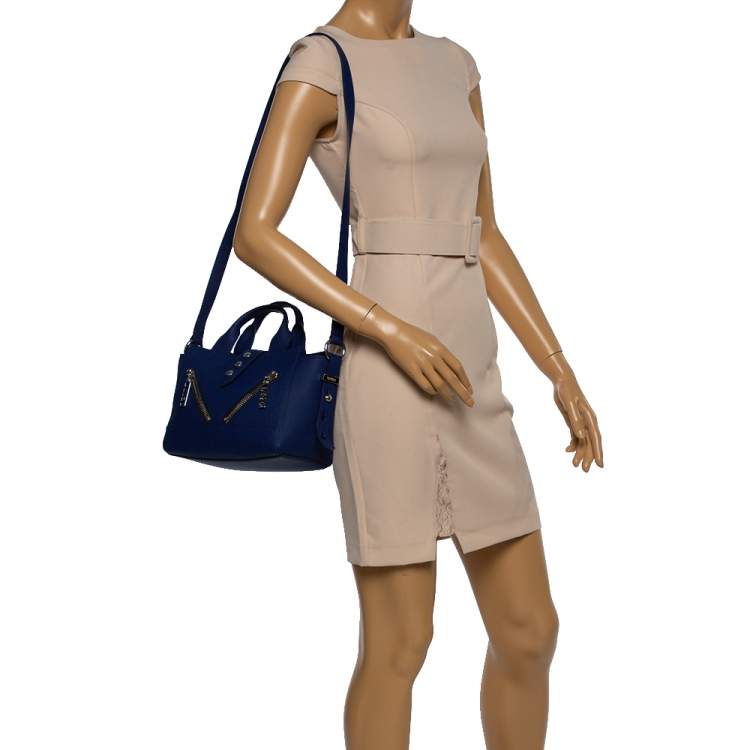 Pre Owned Kenzo Blue Marine Leather Mini Kalifornia Tote