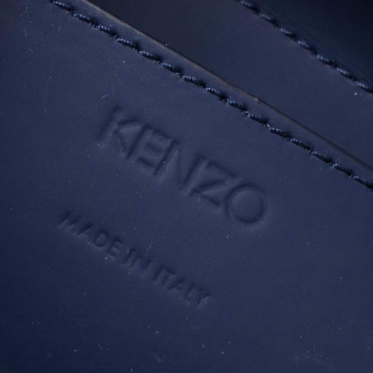 Pre Owned Kenzo Blue Marine Leather Mini Kalifornia Tote
