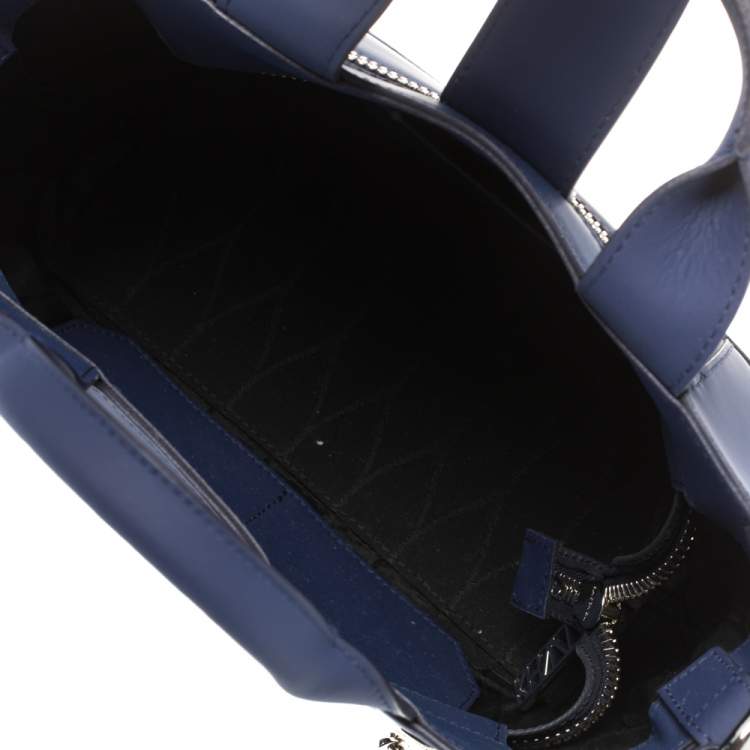 Pre Owned Kenzo Blue Marine Leather Mini Kalifornia Tote