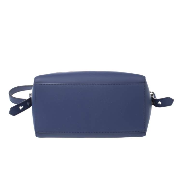 Pre Owned Kenzo Blue Marine Leather Mini Kalifornia Tote