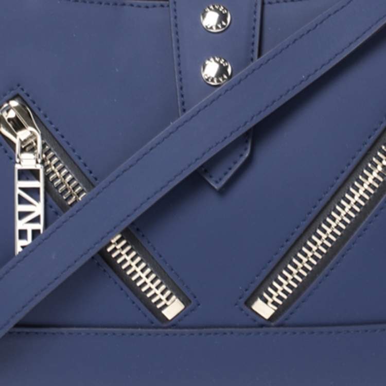 Pre Owned Kenzo Blue Marine Leather Mini Kalifornia Tote