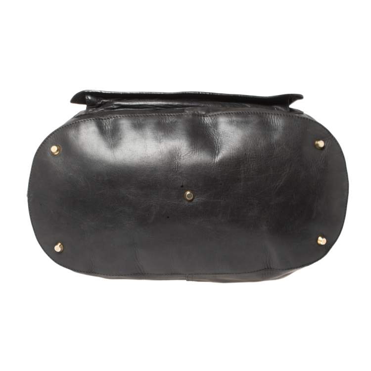 Pre Owned Kenzo Black Leather Studded Flap Shoulder Bag