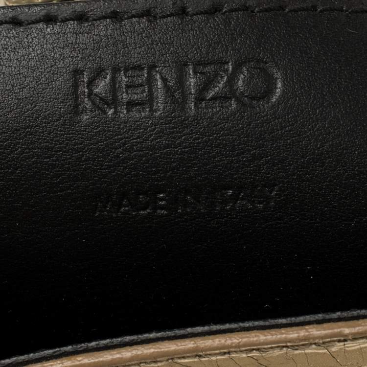 Pre Owned Kenzo Metallic Gold Crinkled Leather Mini Kalifornia Tote
