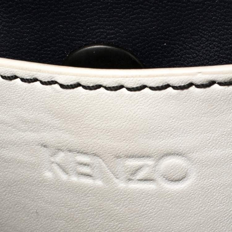 Pre Owned Kenzo White Leather Small Bike Studded Shoulder Bag