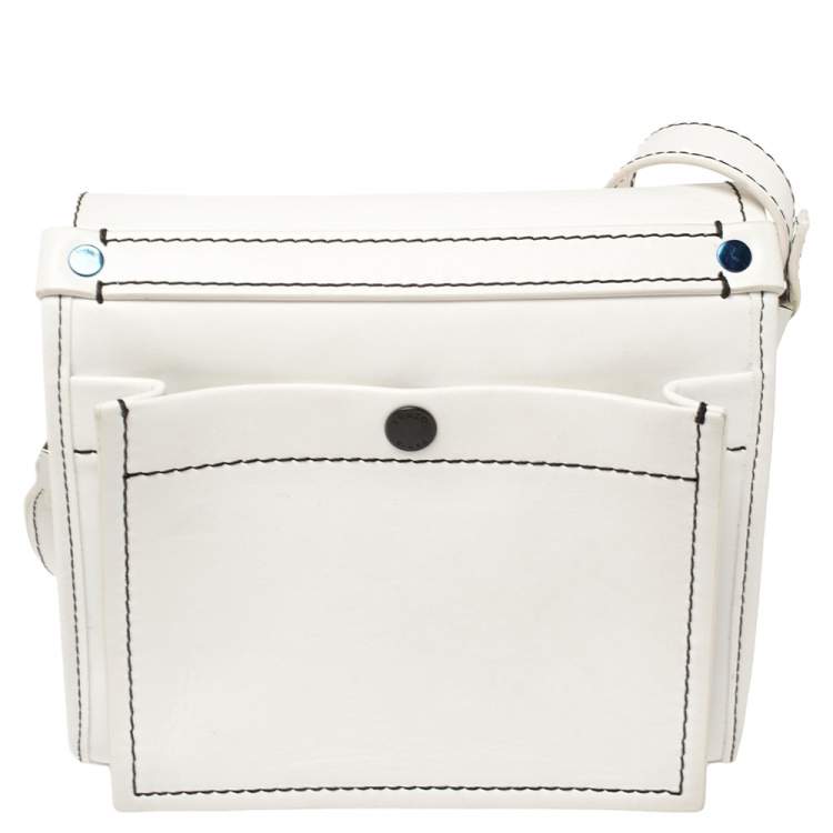 Pre Owned Kenzo White Leather Small Bike Studded Shoulder Bag
