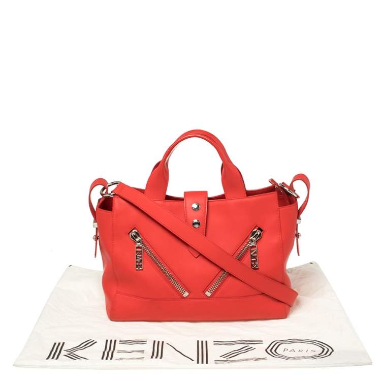 Pre Owned Kenzo Cherry Red Leather Kalifornia Tote