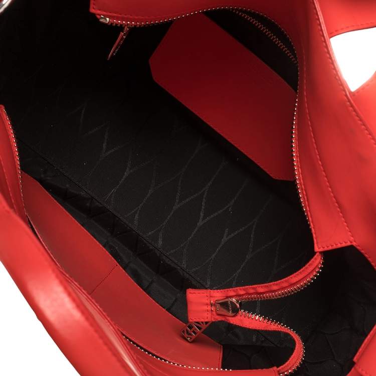 Pre Owned Kenzo Cherry Red Leather Kalifornia Tote
