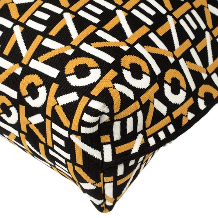 Pre Owned Kenzo Tricolor Monogram Knit Fabric Scuba Tote