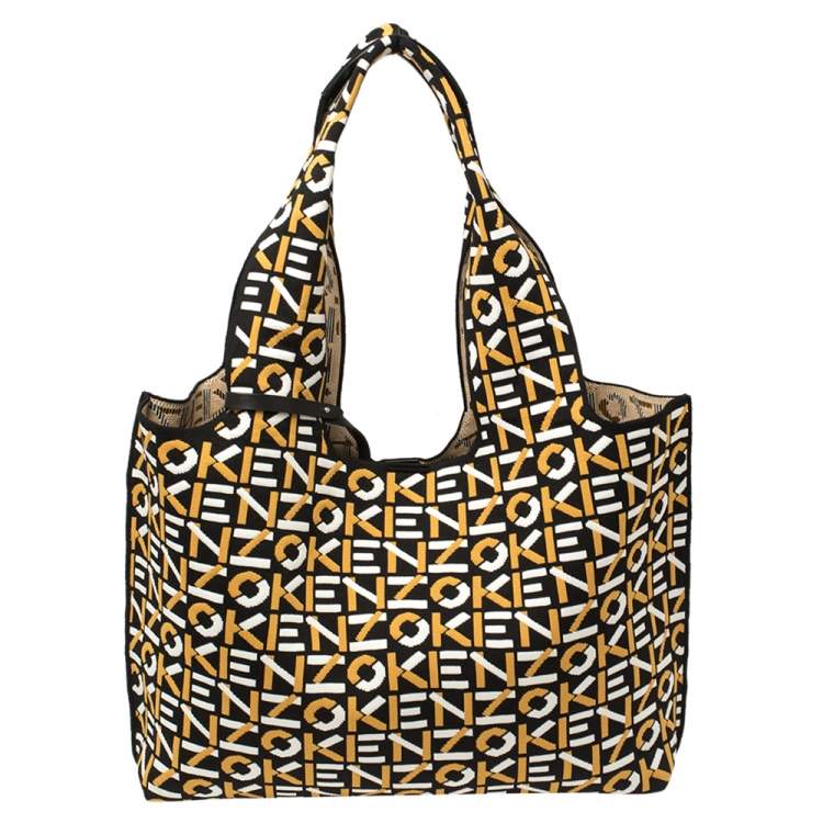 Pre Owned Kenzo Tricolor Monogram Knit Fabric Scuba Tote