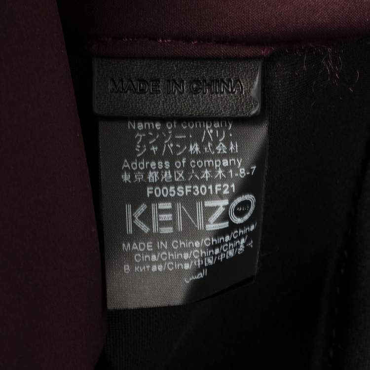 Pre Owned Kenzo Dark Burgundy Neoprene Mini Embroidered Tiger Backpack