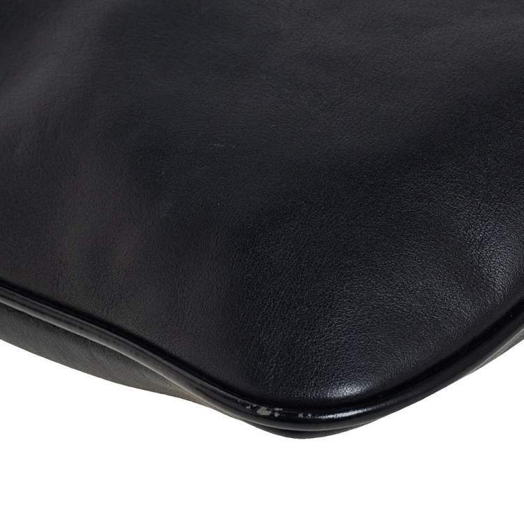 مملوكة مسبقًا Kenzo Black Leather and Patent Leather Trim Metal Floral Embellished Messenger Bag