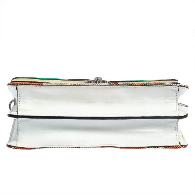 Pre Owned Kenzo Multicolor Printed Canvas and Patent Leather Double Flap Shoulder Bag
