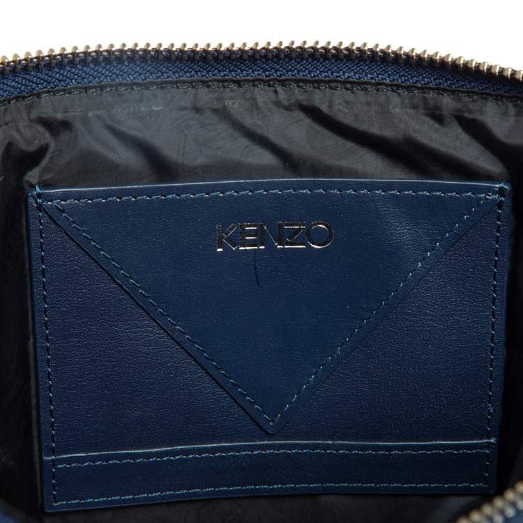 Pre Owned Kenzo Multicolor Tiger Print Nylon Zip Pouch