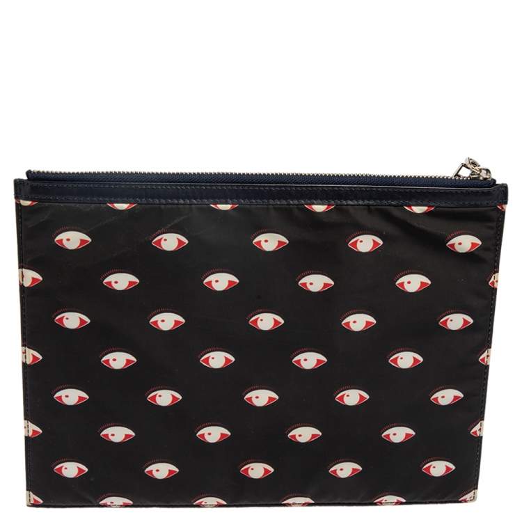 Pre Owned Kenzo Multicolor Tiger Print Nylon Zip Pouch