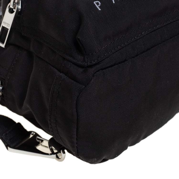 Pre Owned Kenzo Black Canvas Mini Embroidered Tiger Backpack