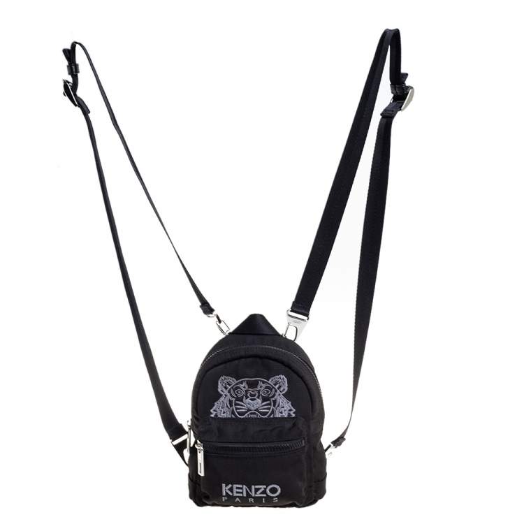 Kenzo Black Canvas Mini Embroidered Tiger Backpack Kenzo   TLC