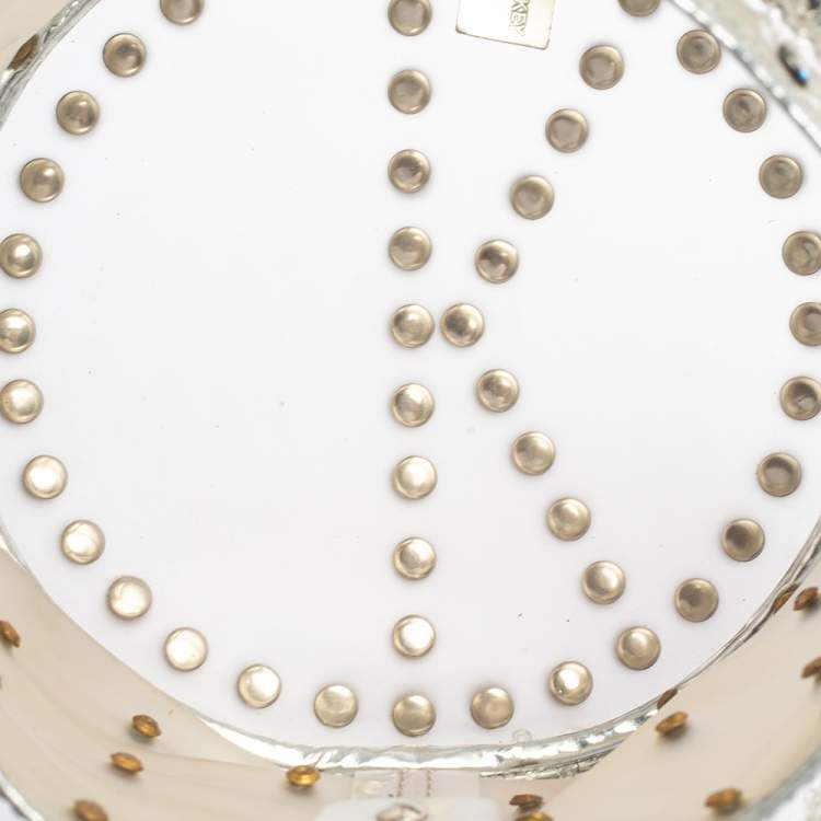 Pre Owned Kenzo Silver PVC and Leather Crystal Embellished Bucket Bag