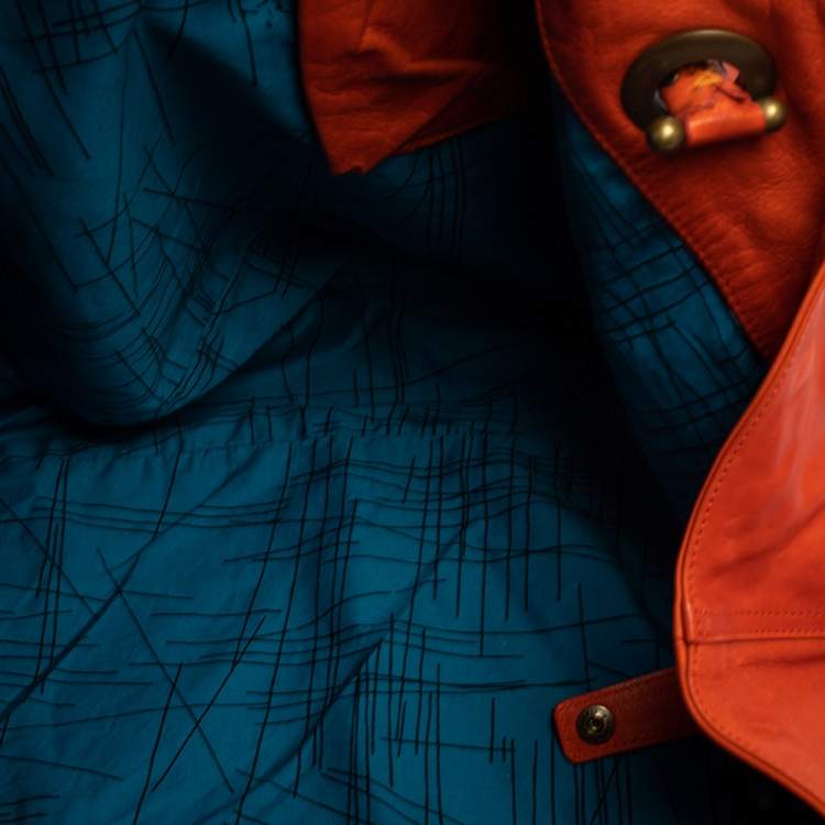 Pre Owned Kenzo Burnt Orange Leather Studded Handle Hobo  