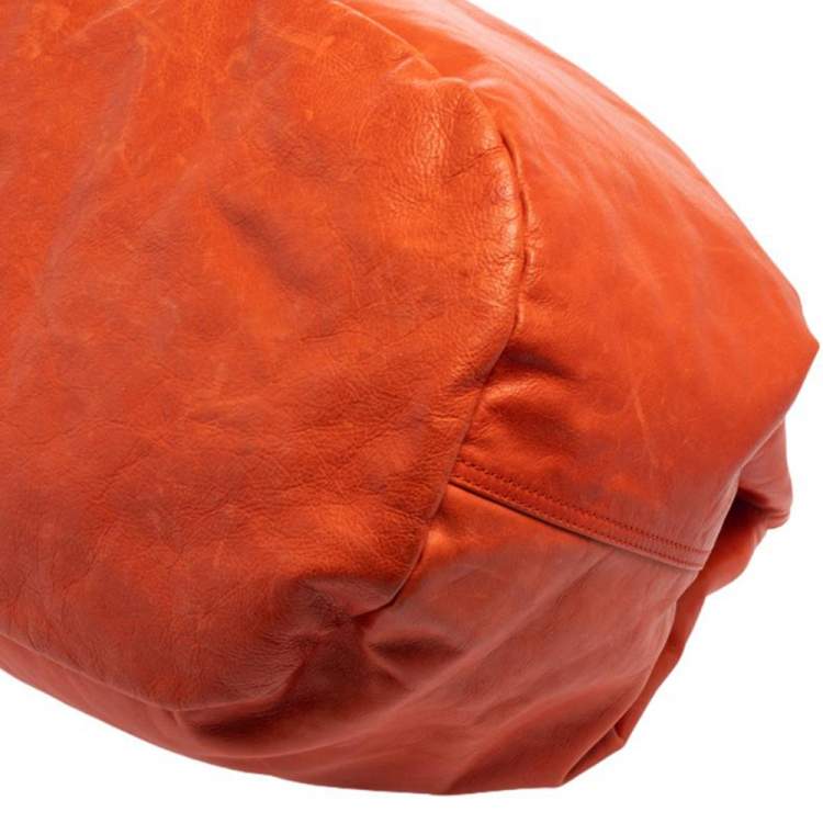 Pre Owned Kenzo Burnt Orange Leather Studded Handle Hobo  