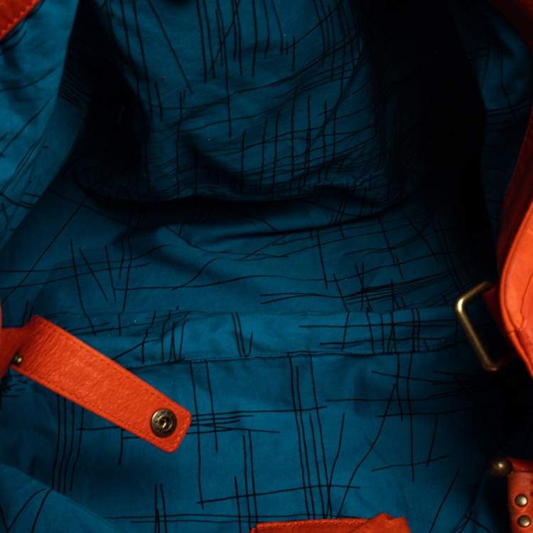 Pre Owned Kenzo Burnt Orange Leather Studded Handle Hobo  